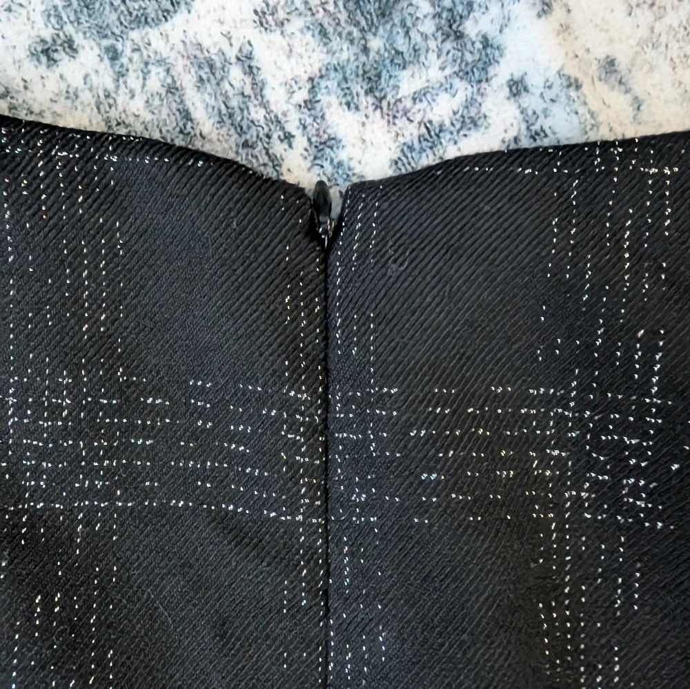 EUC Mossimo Stretch Sleeveless Black & Silver Midi Lined Dress Off Shoulder Sz 4 - Picture 10 of 11